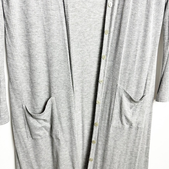 LULUS LONG GRAY OPEN CARDIGAN - Picture 5 of 8